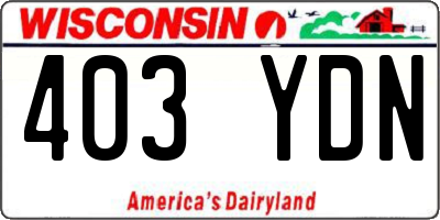 WI license plate 403YDN