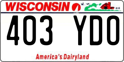 WI license plate 403YDO