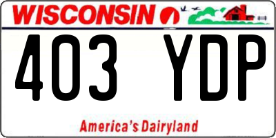 WI license plate 403YDP