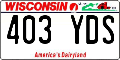 WI license plate 403YDS