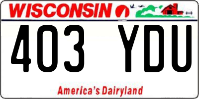 WI license plate 403YDU