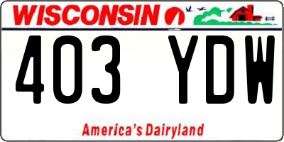 WI license plate 403YDW