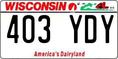 WI license plate 403YDY