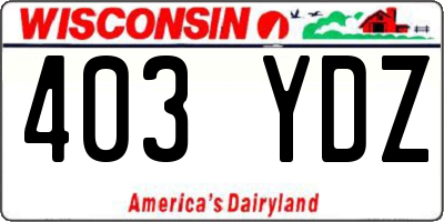 WI license plate 403YDZ
