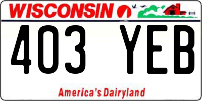 WI license plate 403YEB