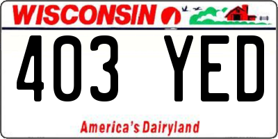 WI license plate 403YED