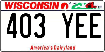 WI license plate 403YEE