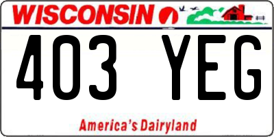 WI license plate 403YEG