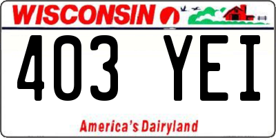 WI license plate 403YEI