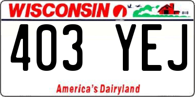 WI license plate 403YEJ