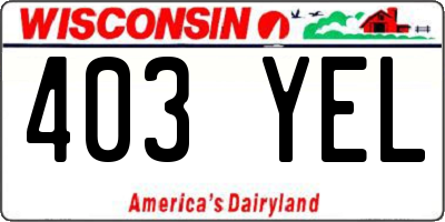 WI license plate 403YEL