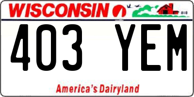 WI license plate 403YEM