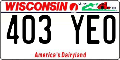 WI license plate 403YEO