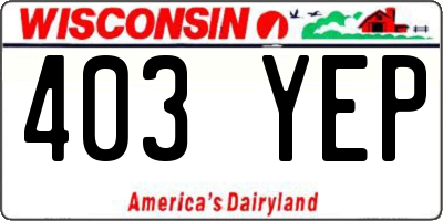 WI license plate 403YEP