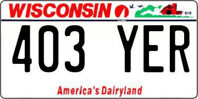 WI license plate 403YER