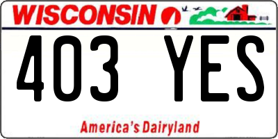 WI license plate 403YES