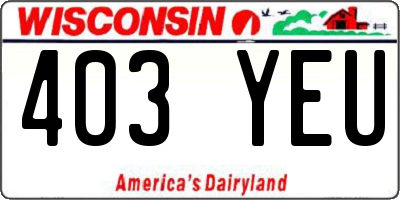 WI license plate 403YEU
