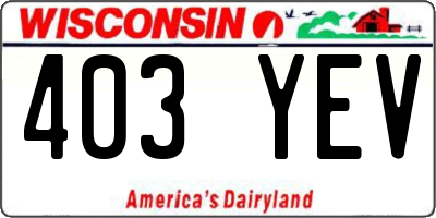 WI license plate 403YEV