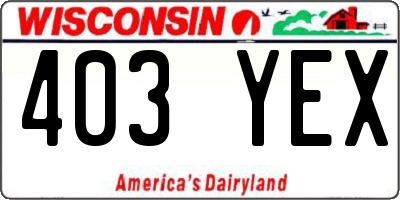 WI license plate 403YEX
