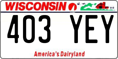 WI license plate 403YEY