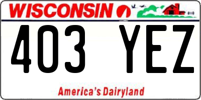 WI license plate 403YEZ