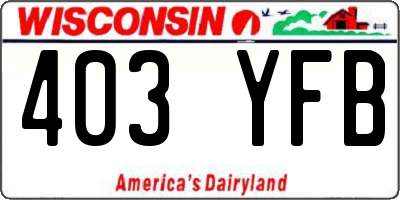 WI license plate 403YFB