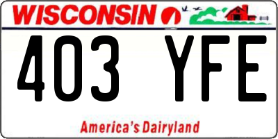 WI license plate 403YFE