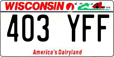 WI license plate 403YFF