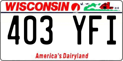 WI license plate 403YFI