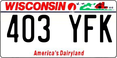 WI license plate 403YFK