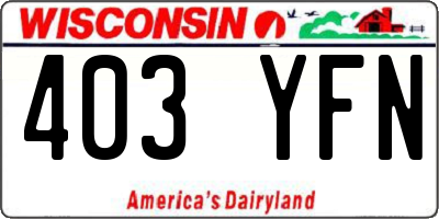 WI license plate 403YFN
