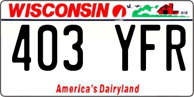 WI license plate 403YFR