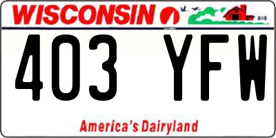 WI license plate 403YFW