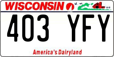 WI license plate 403YFY