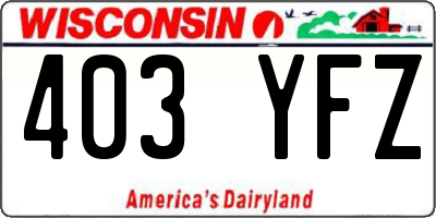 WI license plate 403YFZ