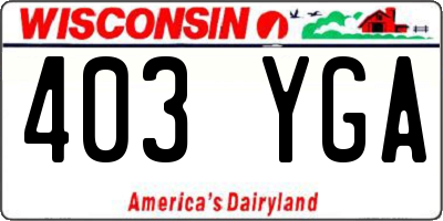WI license plate 403YGA