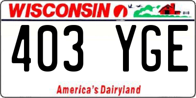 WI license plate 403YGE