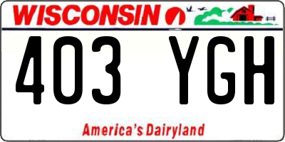 WI license plate 403YGH