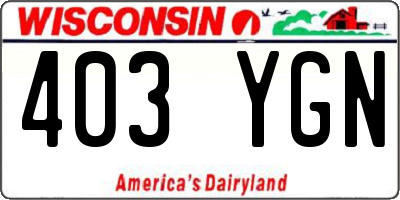 WI license plate 403YGN