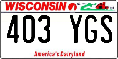 WI license plate 403YGS
