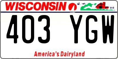 WI license plate 403YGW