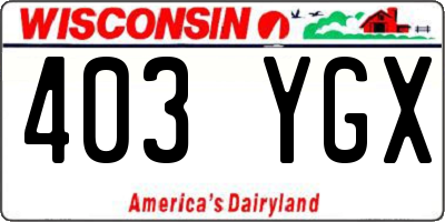 WI license plate 403YGX
