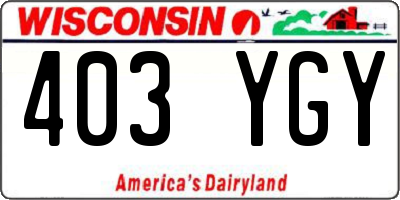 WI license plate 403YGY