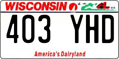 WI license plate 403YHD