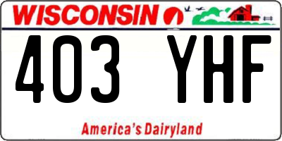 WI license plate 403YHF