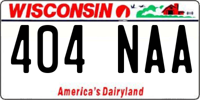 WI license plate 404NAA