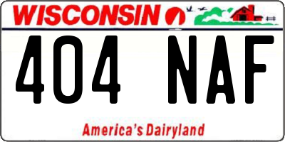 WI license plate 404NAF