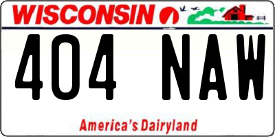 WI license plate 404NAW