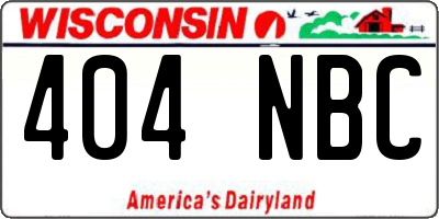 WI license plate 404NBC