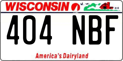 WI license plate 404NBF